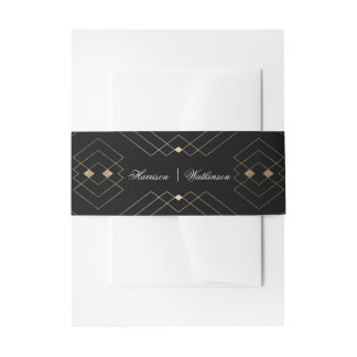 Bandeau De Faire-part Mariage de décoration géométrique noir diamant or