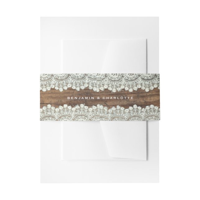 Bandeau de faire-part | Mariage de dentelle en boi (Devant example)