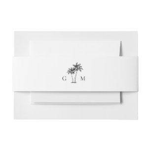 Bandeau De Faire-part Mariage de Destination Monogramme avec Palmier Des