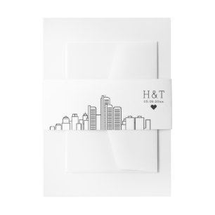 Bandeau De Faire-part Mariage de Detroit   Monogramme stylisé Skyline