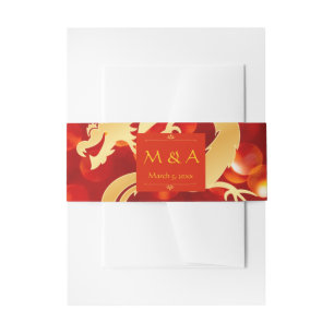 Bandeau De Faire-part Mariage de dragon rouge et or