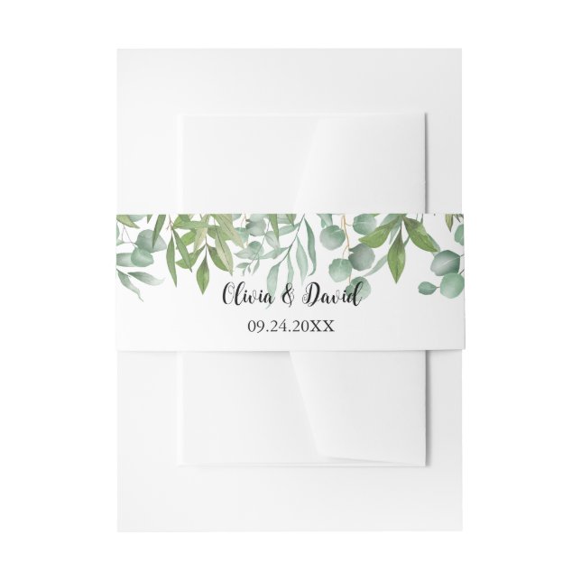 Bandeau De Faire-part Mariage de feuille d'aquarelle verte (Devant example)