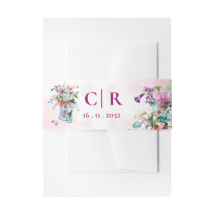 Bandeau De Faire-part Mariage de Fleur sauvage floral rose vif