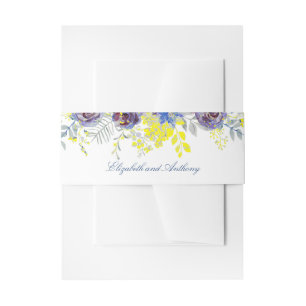 Bandeau De Faire-part Mariage de fleurs bleu et jaune