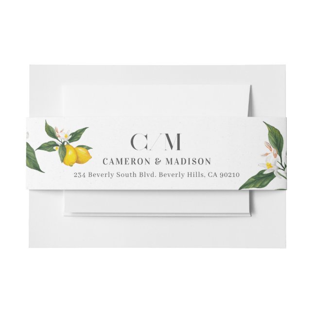 Bandeau De Faire-part Mariage de fleurs de citrons peints à la main (Devant Example)