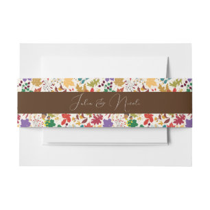 Bandeau De Faire-part Mariage de fleurs de prés pourpre jaune moutarde d