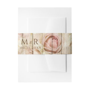 Bandeau De Faire-part Mariage de fleurs rose rose bois rustique