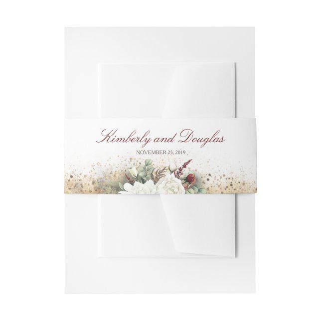 Bandeau De Faire-part Mariage de fleurs rouges blanches et bordeaux (Devant example)