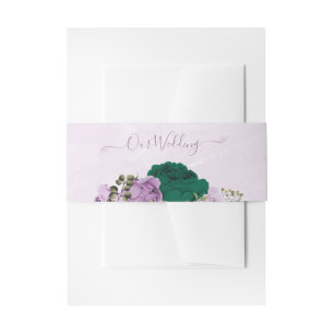 Bandeau De Faire-part mariage de fleurs violettes vert émeraude