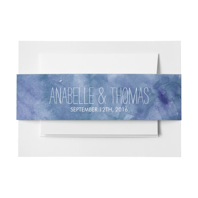 Bandeau De Faire-part Mariage de lavage d'aquarelle bleu (Devant Example)