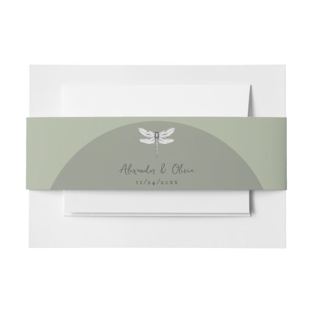 Bandeau De Faire-part Mariage de libellules de Sage Green (Devant Example)