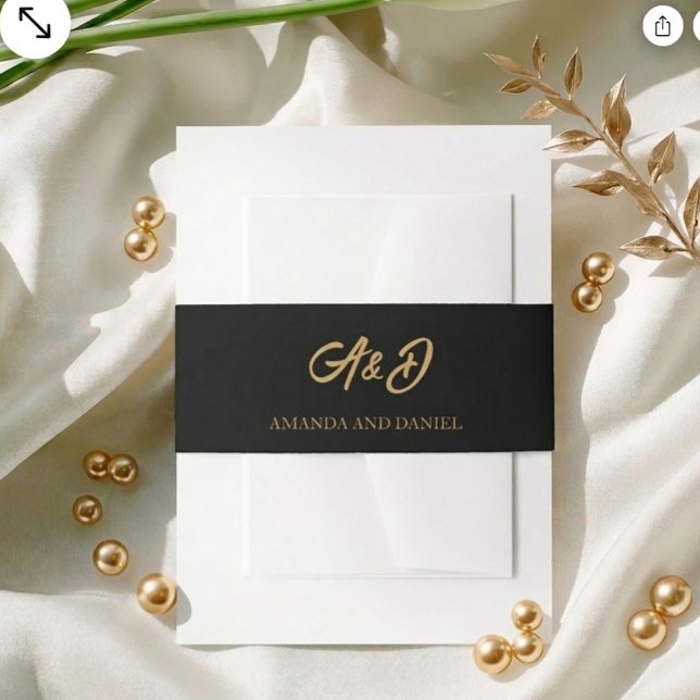 Bandeau De Faire-part Mariage de Luxe Noir et Or (Créateur téléchargé)