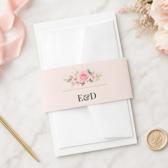 Bandeau De Faire-part Mariage de Luxe Rococo (Rococo themed floral design wedding invitation belly band for the Rococo collection)