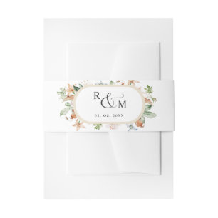 Bandeau De Faire-part Mariage de monogramme blanc beige ovale