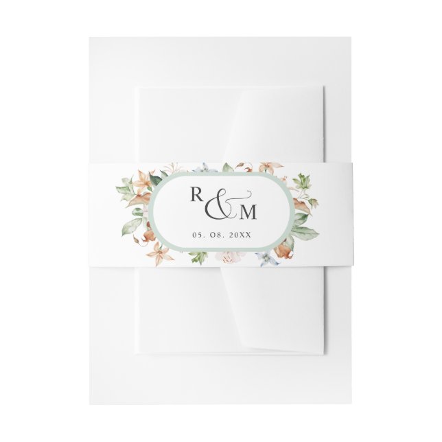 Bandeau De Faire-part Mariage de monogramme blanc vert ovale (Devant example)