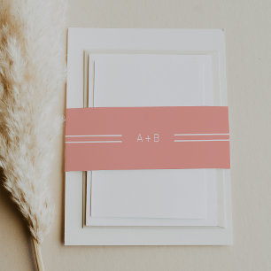 Bandeau De Faire-part Mariage de monogramme de corail de pêche à la broc