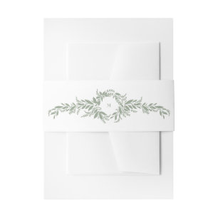 Bandeau De Faire-part mariage de monogramme de couronnes botaniques vert