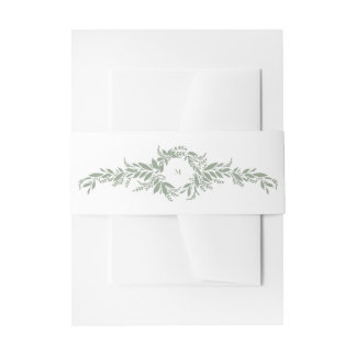 Bandeau De Faire-part mariage de monogramme de couronnes botaniques vert