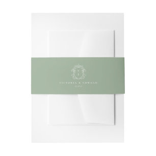 Bandeau De Faire-part Mariage de monogramme de crête verte Sage