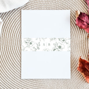 Bandeau De Faire-part Mariage de monogramme de jardin floral vert sauge