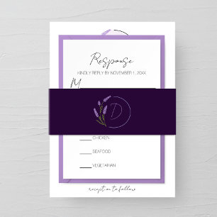 Bandeau De Faire-part Mariage de monogramme de lavande