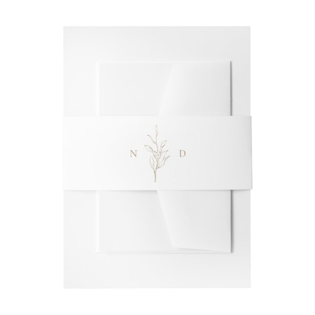 Bandeau De Faire-part Mariage de monogramme feuille Gold Simple (Devant example)