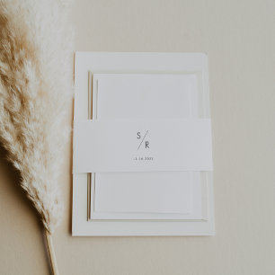 Bandeau De Faire-part Mariage de monogramme gris argent chic Boho