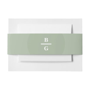 Bandeau De Faire-part Mariage de monogramme moderne Sage Green