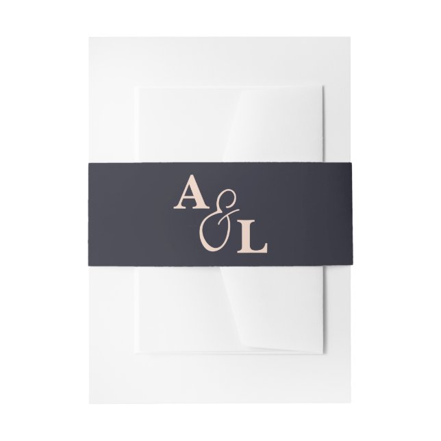 Bandeau De Faire-part Mariage de monogramme noir et beige (Devant example)