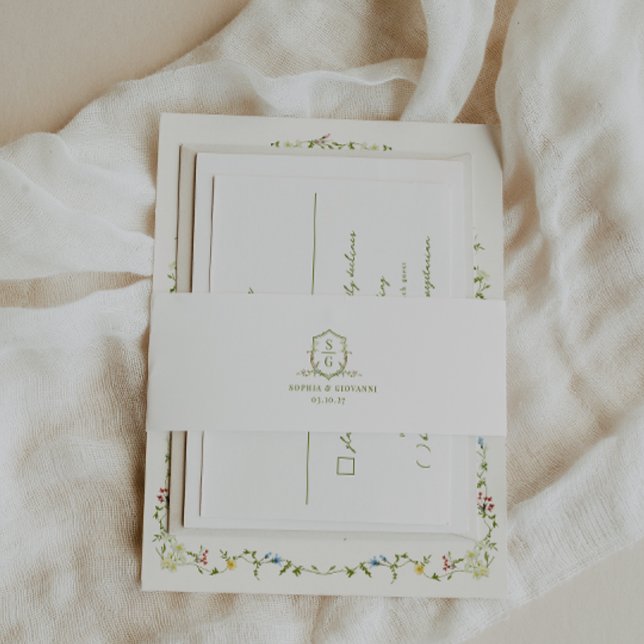 Bandeau De Faire-part MARIAGE de monographie Fleur sauvage VERONA (Créateur téléchargé)