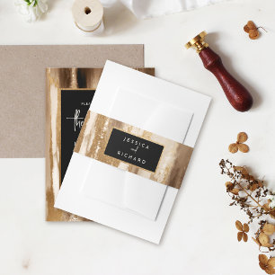 Bandeau De Faire-part Mariage de noms de couple or et couleur d'eau fonc