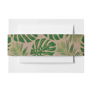 Bandeau De Faire-part Mariage de papier vert et or tropical feuille