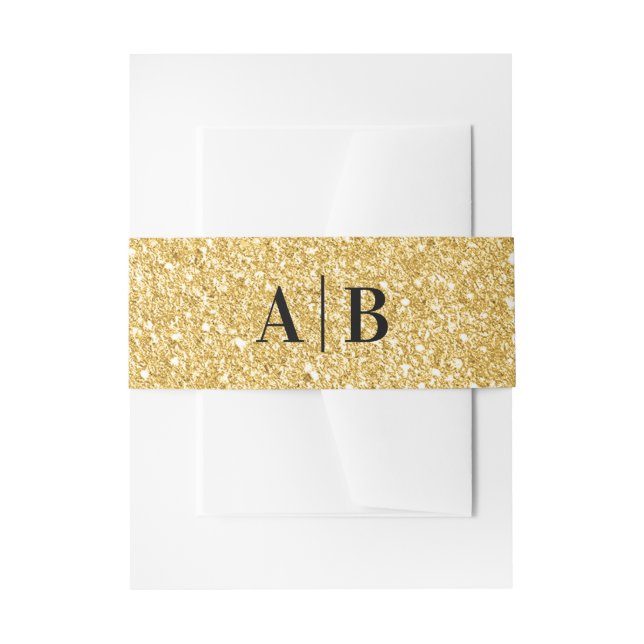 Bandeau De Faire-part Mariage de Parties scintillant Gold Faux (Devant example)