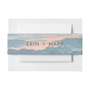 Bandeau De Faire-part Mariage de plage à l'aquarelle au coucher du solei
