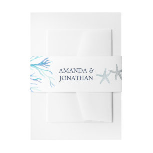 Bandeau De Faire-part Mariage de plage d'algues d'aquarelle