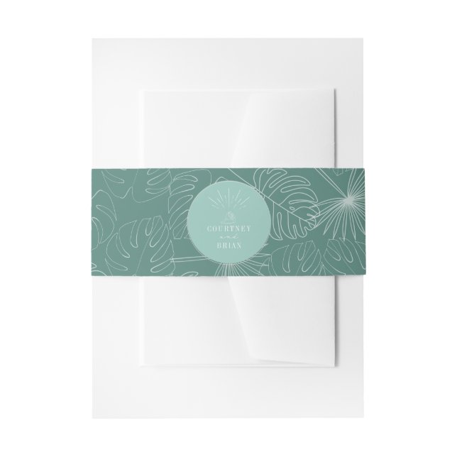 Bandeau De Faire-part Mariage de plage de coquillage tropical Aqua Beach (Devant example)