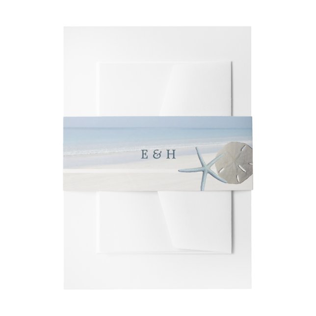Bandeau De Faire-part Mariage de plage de sable Dollar et Starfish (Devant example)