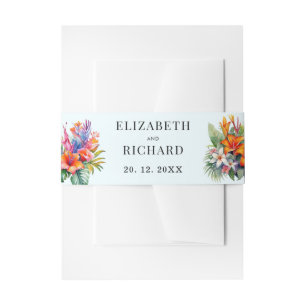 Bandeau De Faire-part Mariage de plage fleurie Feuille tropicale