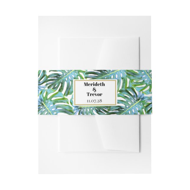Bandeau De Faire-part Mariage de plage moderne Tropical Leaf (Devant example)