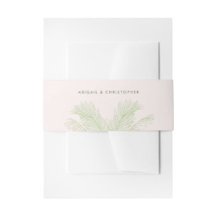 Bandeau De Faire-part Mariage de plage tropicale Feuille rose et verte