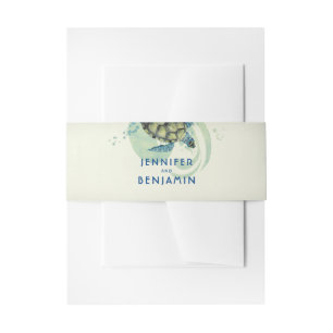Bandeau De Faire-part Mariage de plage turquoise et bleu de tortue de