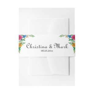 Bandeau De Faire-part Mariage de printemps-été avec fleurs éclatantes