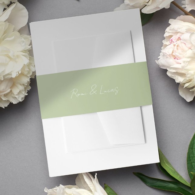 Bandeau De Faire-part Mariage de script blanc et vert chic (Créateur téléchargé)
