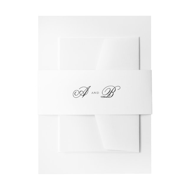 Bandeau De Faire-part Mariage de script de monogramme noir classique (Devant example)