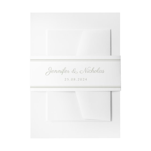 Bandeau De Faire-part Mariage de script élégant Sage Green (Devant example)