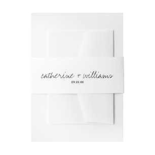 Bandeau De Faire-part Mariage de script minimaliste moderne noir et blan