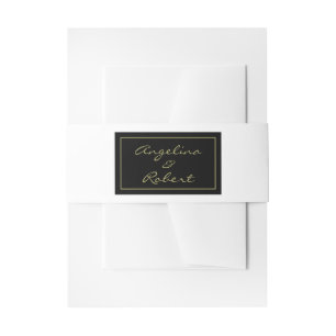 Bandeau De Faire-part Mariage de script moderne Elegant Noir & Blanc Or