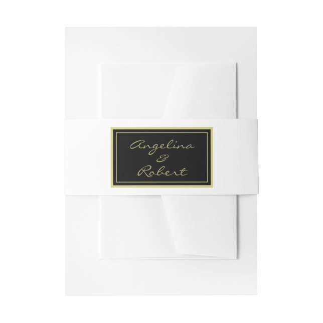 Bandeau De Faire-part Mariage de script moderne Elegant Noir & Blanc Or (Devant example)