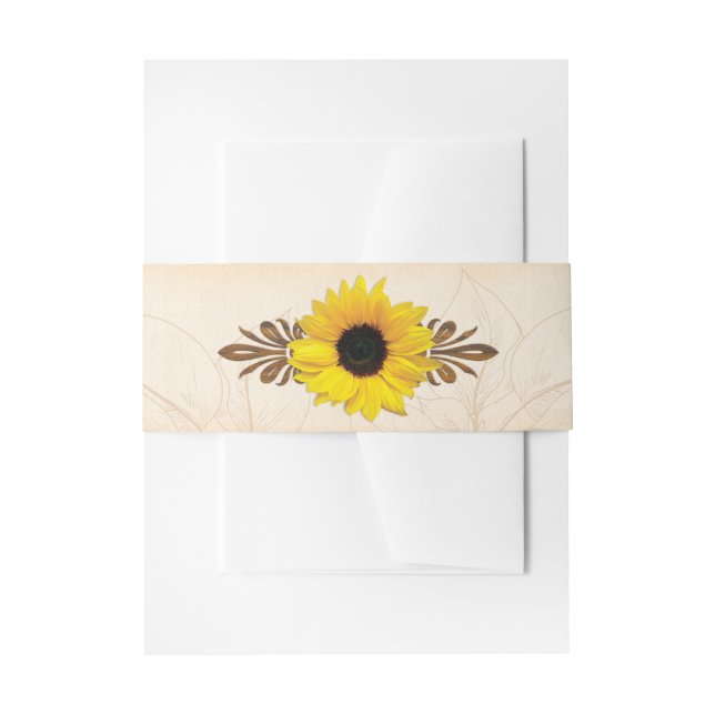 Bandeau De Faire-part Mariage de tournesol en bois rustique (Devant example)
