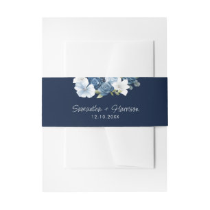Bandeau De Faire-part Mariage de verdure florale bleu poussiéreux